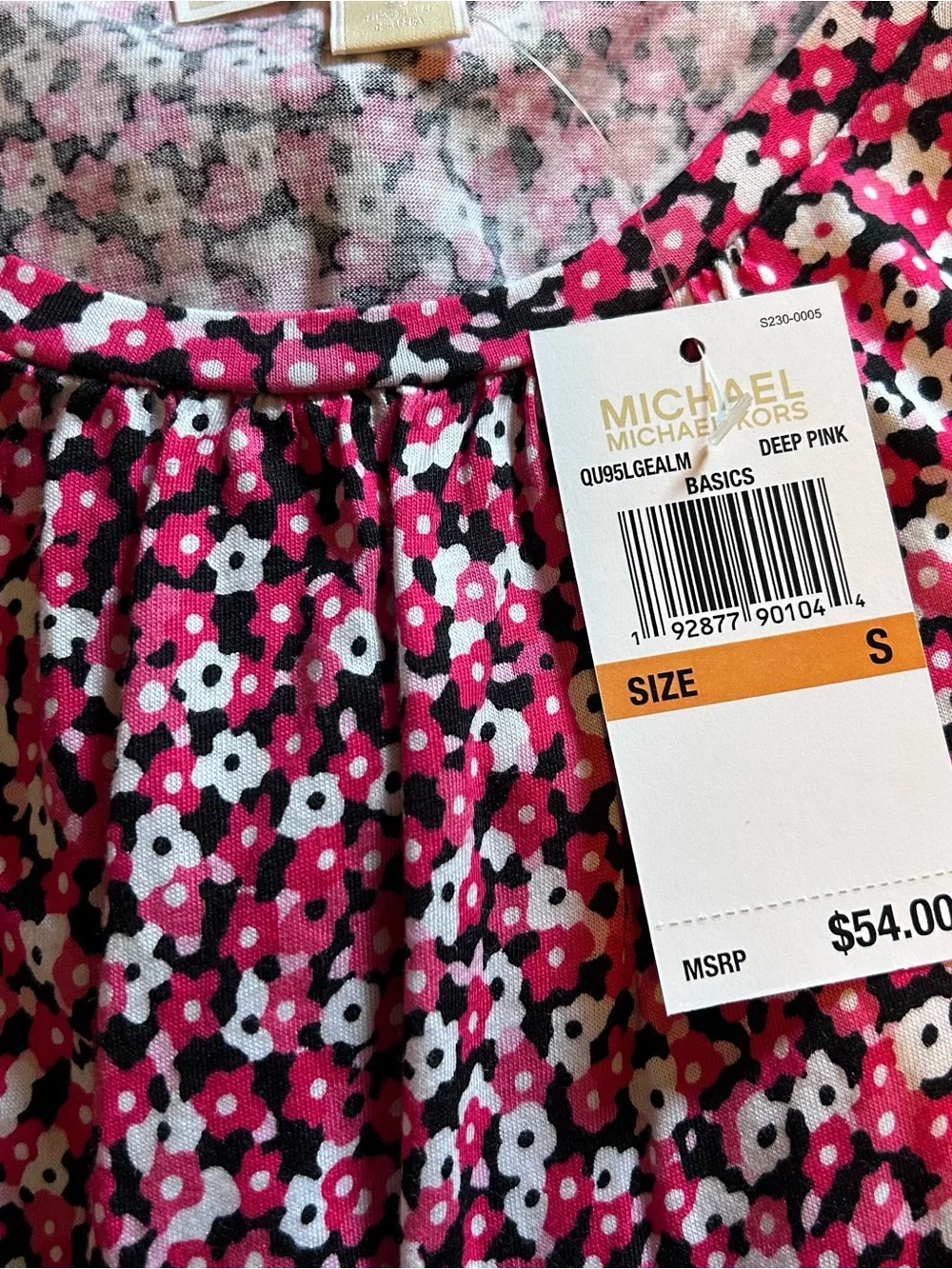 Michael Kors Pink Floral Scoop Neck Tunic